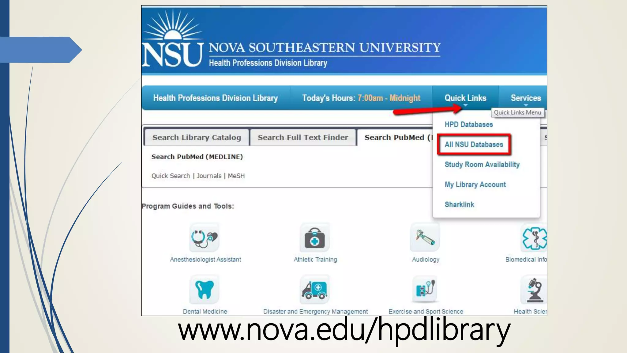 www.nova.edu/hpdlibrary
 