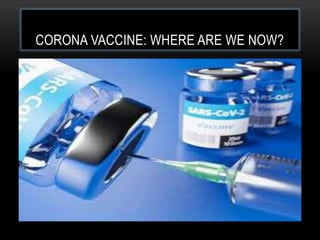 CORONA VACCINE: WHERE ARE WE NOW?
 