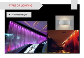 Wall Wash Light 
TYPES OF LIGHTING  