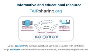 Guides consumers to discover, select and use these resources with confidence
Helps producers to make their resources more visible, more widely adopted and cited
Over 3800
resources
Informative and educational resource
 