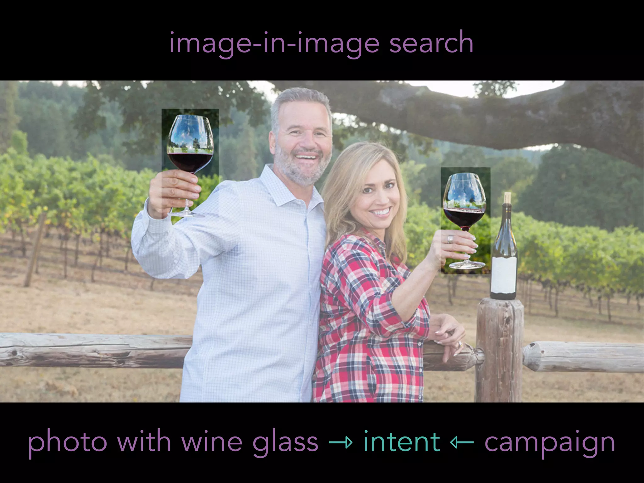 photo with wine glass ⇾ intent ⇽ campaign
image-in-image search
 