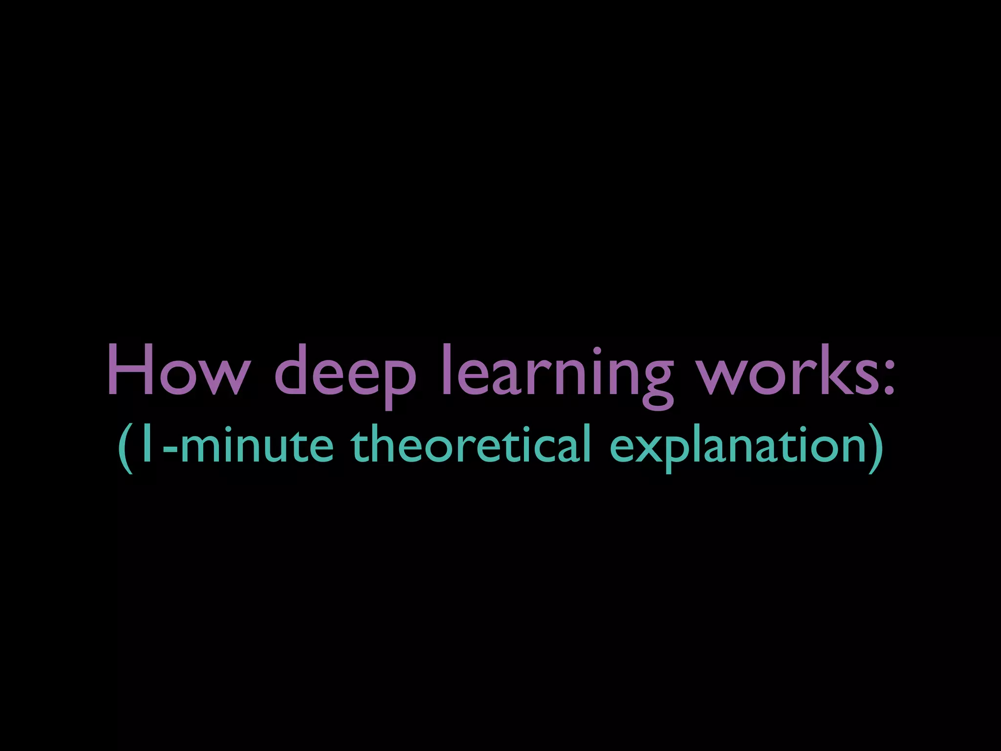 How deep learning works:
(1-minute theoretical explanation)
 