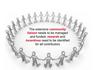 The extensive community
                                         liaison needs to be managed
                             ...