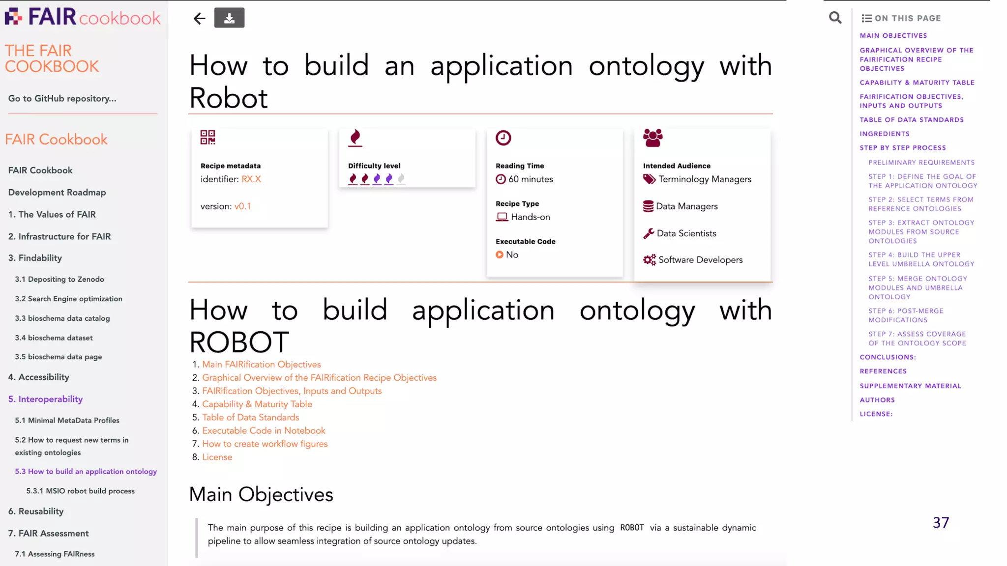 37
The FAIR Cookbook
 
