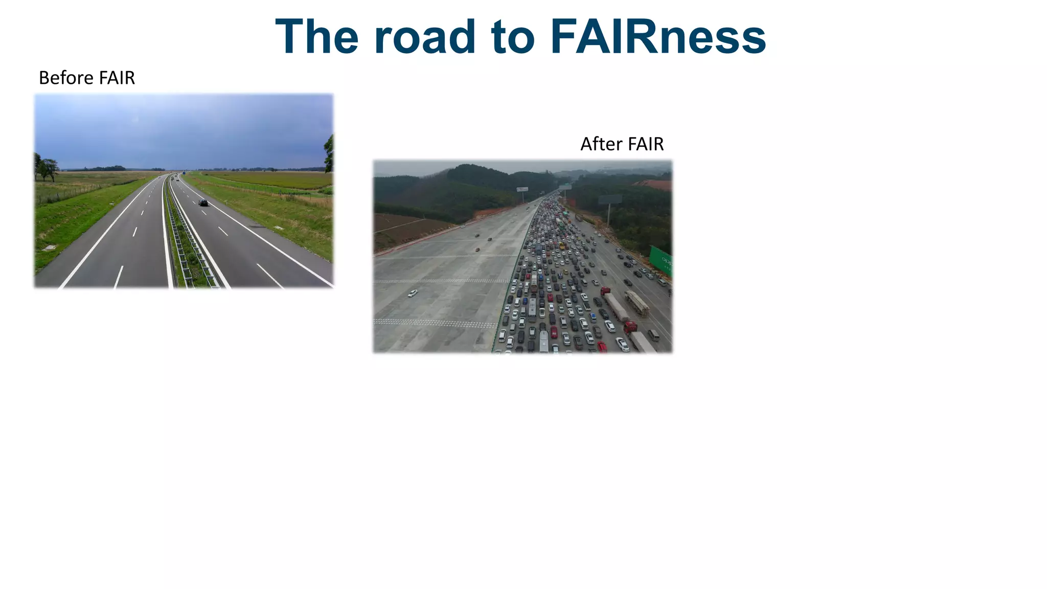 Before FAIR
After FAIR
The road to FAIRness
 