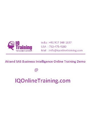 Sas business intelligence online training in hyderabad india usa uk singapore australia
