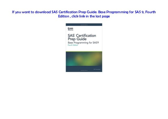 Pdf Sas Certification Prep Guide Base Programming For Sas - 