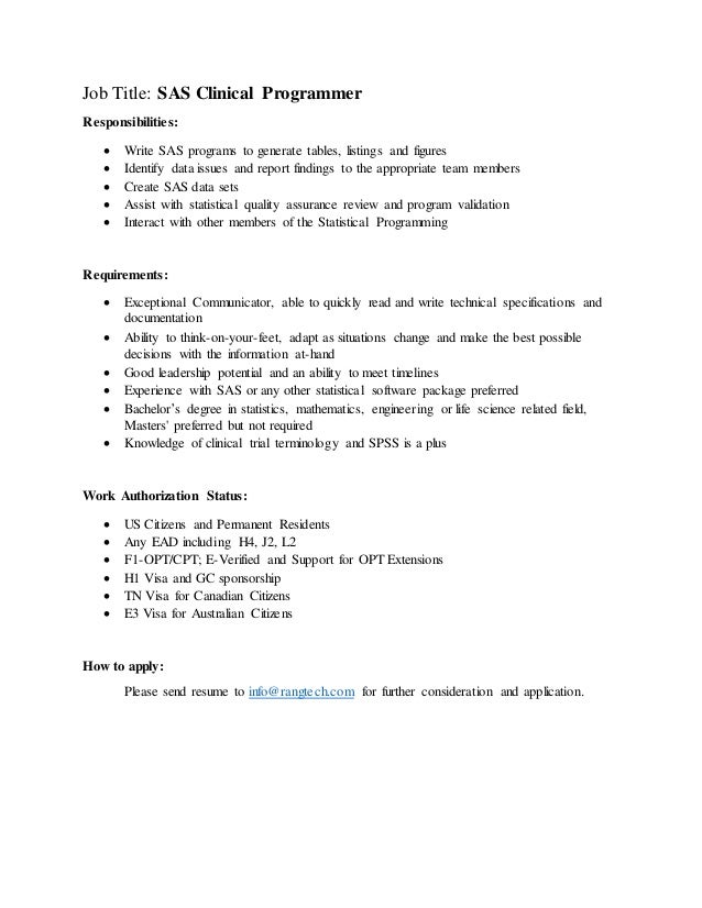 Sas clinical programmer