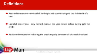 Allocation of multiple sale related values (e.g. margin).Attributed Sales  - Just one valuable data viewQuestions answered by good sale attribution analysis:-Marketing budget allocation.Calculating channel and keyword ROI.Calculating the real value of brand.