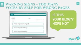 IS THIS
YOUR BLOG??
HOPE NOT
22
WARNING SIGNS – TOO MANY
VOTES BY SELF FOR WRONG PAGES
Most Important Page 1
Most	
  Impor...