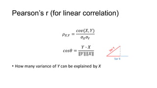 Pearson’s r (for linear correlation)




                                  Var X
 