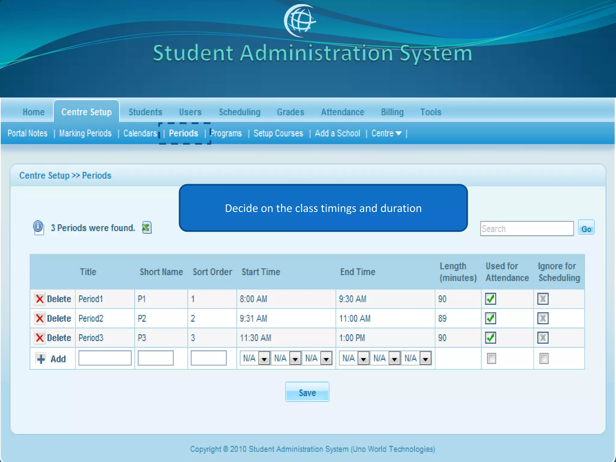 Decide on the class timings and duration
 