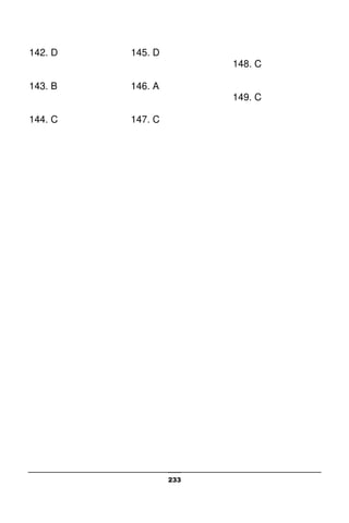 233
142. D
143. B
144. C
145. D
146. A
147. C
148. C
149. C
 