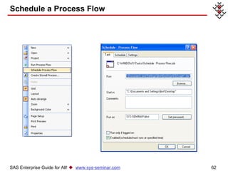 Schedule a Process Flow SAS Enterprise Guide for All!     www.sys-seminar.com 