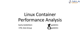 Linux Container
Performance Analysis
Sasha Goldshtein
CTO, Sela Group
goldshtn
goldshtn
 