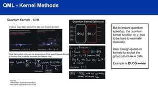 QML - Kernel Methods
Quantum Kernels - SVM
Feature maps help resolve the data non-linearity problem
Dual formulation reduc...