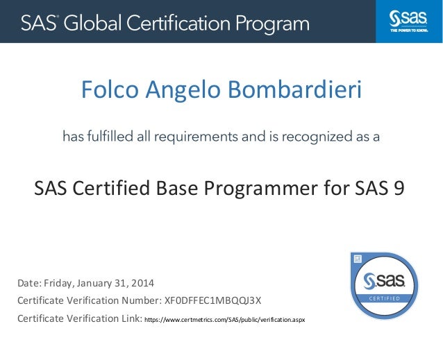 Certification sas base