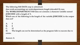 Sas Problem Solving Question Sas interview practice question with answers | PPTX