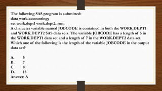 Sas Problem Solving Question Sas interview practice question with answers | PPTX