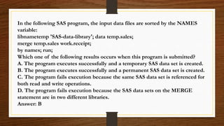 Sas interview practice question with answers | PPTX
