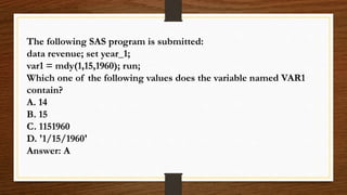 Sas Problem Solving Question Sas interview practice question with answers | PPTX