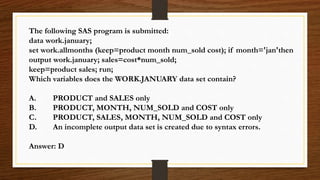 Sas Problem Solving Question Sas interview practice question with answers | PPTX