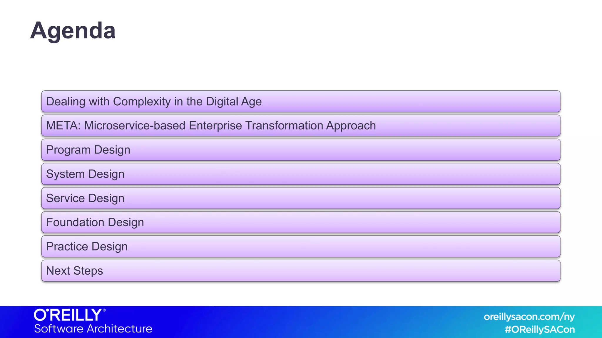 Agenda
Dealing with Complexity in the Digital Age
META: Microservice-based Enterprise Transformation Approach
Program Design
System Design
Service Design
Foundation Design
Practice Design
Next Steps
 