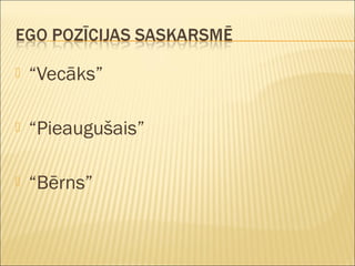  “Vecāks”
 “Pieaugušais”
 “BŧԲ”
 