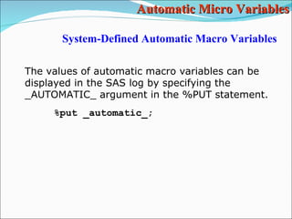 SAS Macros part 2 | PPT