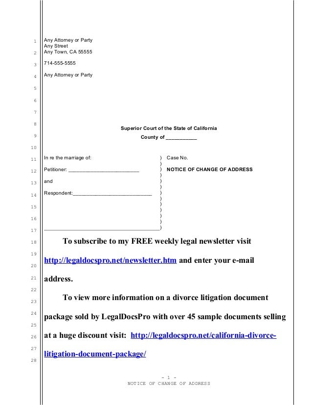 sample notice of change