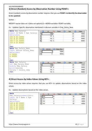 SAS Programming Notes | DOCX