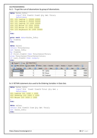 SAS Programming Notes | DOCX