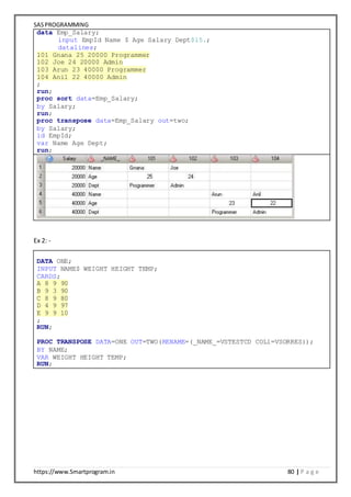 SAS Programming Notes | DOCX