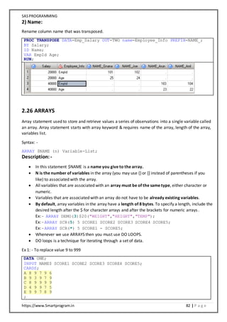 SAS Programming Notes | DOCX