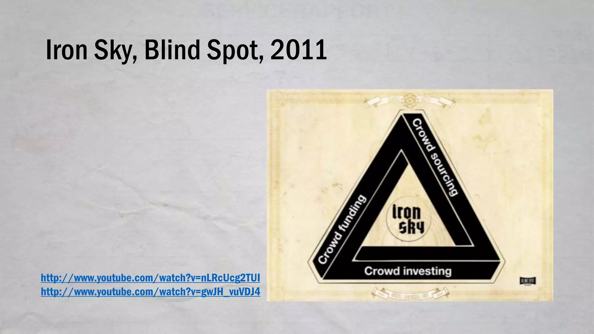 Iron Sky, Blind Spot, 2011
http://www.youtube.com/watch?v=nLRcUcg2TUI
http://www.youtube.com/watch?v=gwJH_vuVDJ4
 