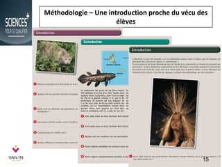Méthodologie – Une introduction proche du vécu des
élèves
15
 