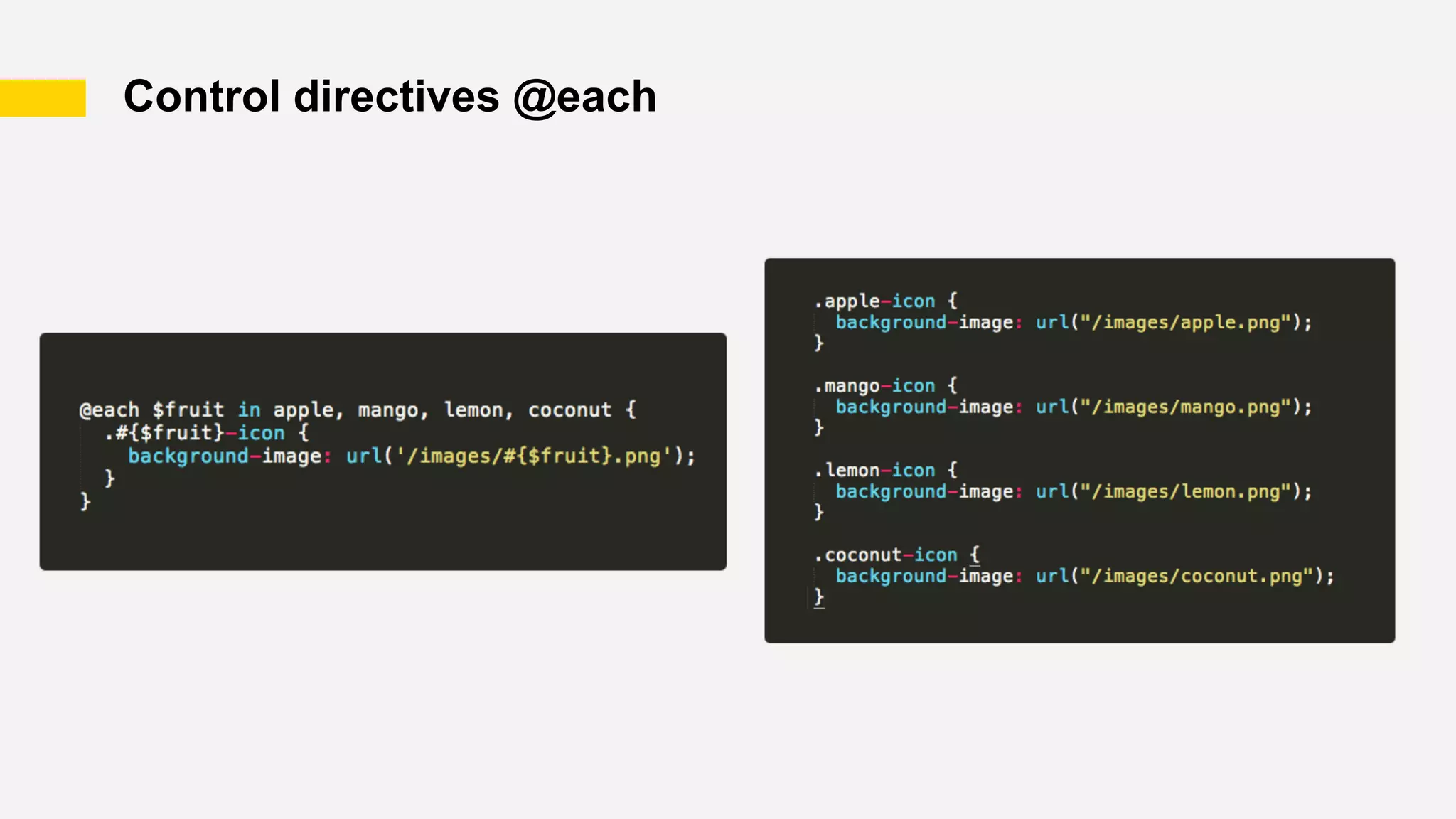 Control directives @each
 