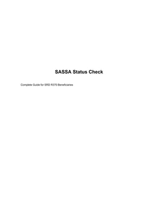 Complete Guide to SASSA Status Check for SRD R370 Beneficiaries | PDF