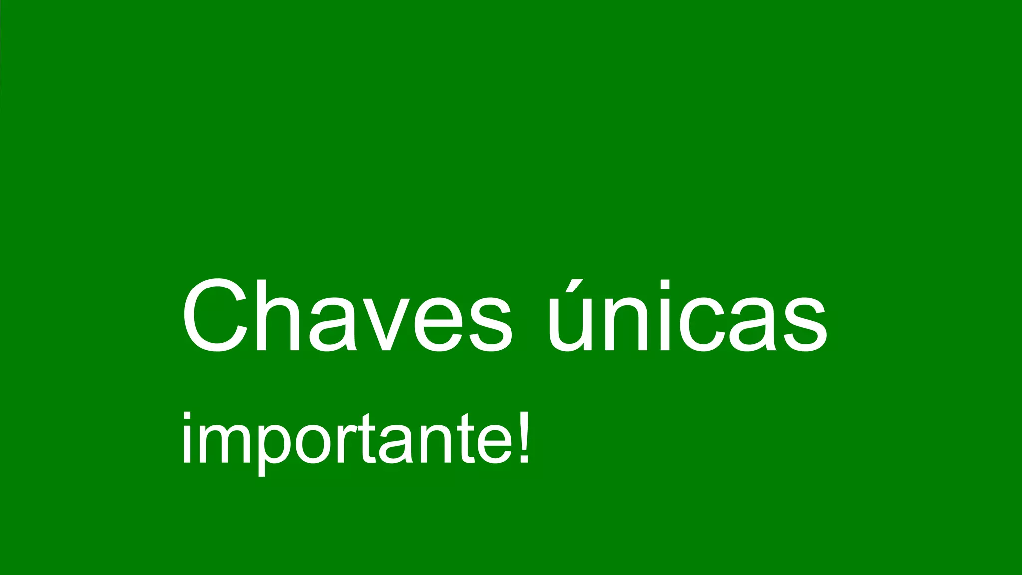 Chaves únicas
importante!
 