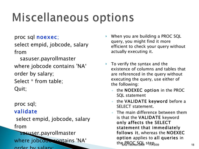 SAS Proc SQL | PPT