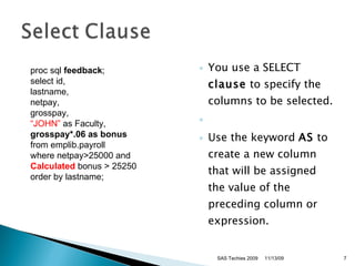 SAS Proc SQL | PPT