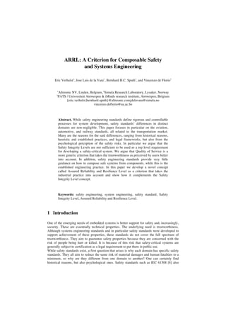 ARRL: A Criterion For Composable Safety And Systems Engineering | PDF