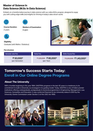 Master Data Science with SASTRA University's Online M.Sc. Program | PDF