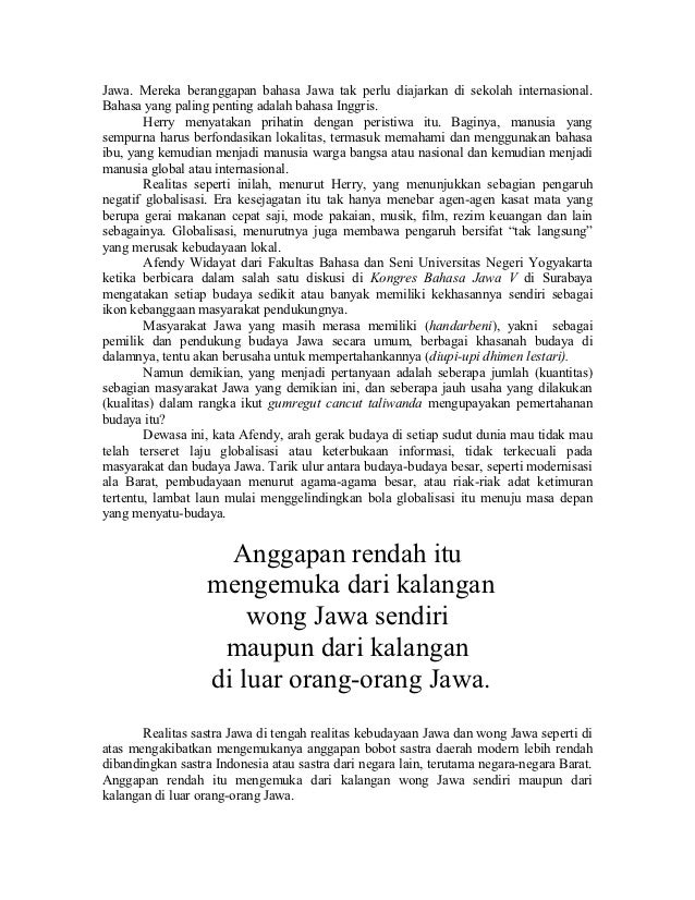 Sastra jawa melawan globalisasi
