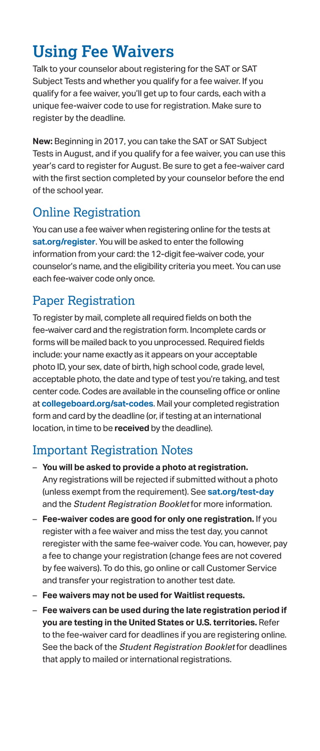 Sat Fee waiver student brochure PDF Sat fee waiver student brochure pdf