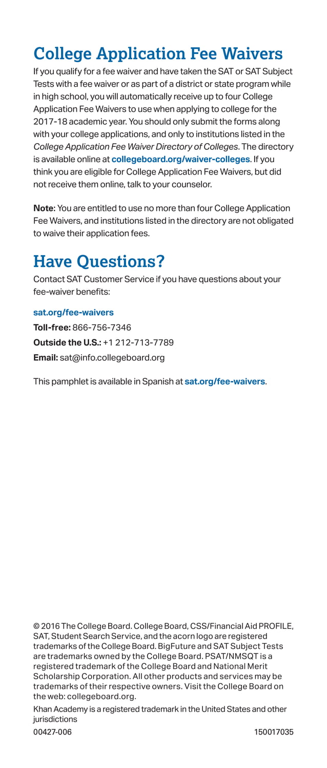 Sat Fee waiver student brochure PDF Sat fee waiver student brochure pdf