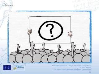 Knowledge expansion on a budget - DIY robotics | Alojz Blazic
15.10.2016 | Brusless
13th Science Projects Workshop in the Future Classroom Lab
14
 