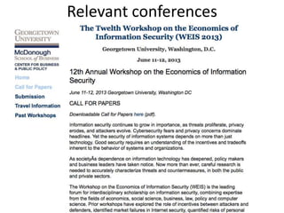 Relevant conferences
 