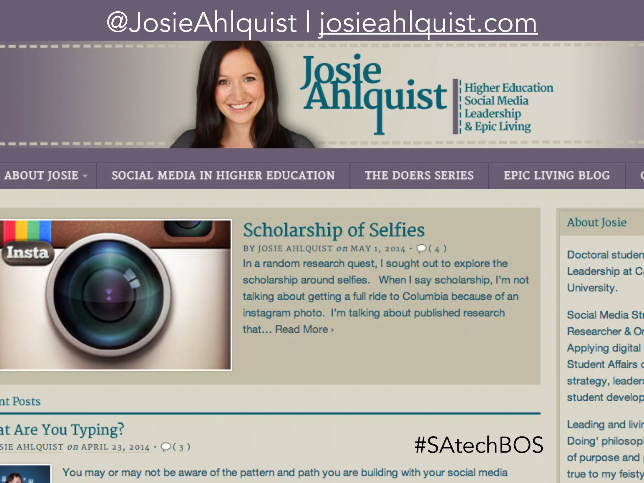 @JosieAhlquist | josieahlquist.com
#SAtechBOS
 