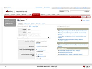8 Satellite 6 – Automation with Puppet
Row 1 Row 2 Row 3 Row 4
0
2
4
6
8
10
12
Column 1
Column 2
Column 3
 